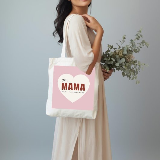 Modern Personalized Mama Heart Tote Bag