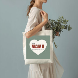 Modern Personalized Mama Heart Tote Bag