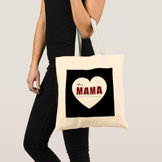 Modern Personalized Mama Heart Tote Bag (Voorkant (product))