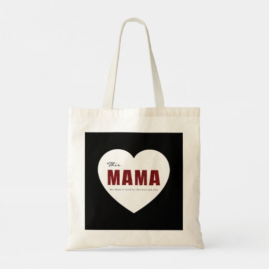 Modern Personalized Mama Heart Tote Bag (Achterkant)