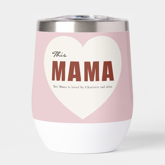 Modern Personalized Mama Heart Water Bottle (Voorkant)