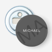 Modern Personalized Monogram Gray Button Flesopener (Voorkant)