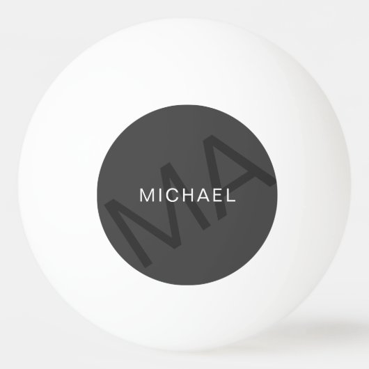 Modern Personalized Monogram Gray Pingpongbal (Voorkant)