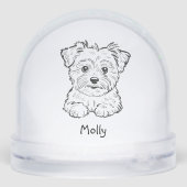 Modern Personalized Morkie Dog Christmas Sneeuwbol (Achterkant)