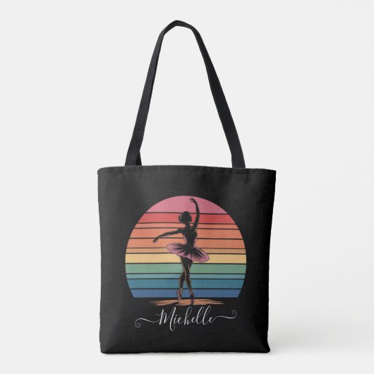 Modern Personalized Name Ballet Ballerina black    Tote Bag (Achterkant)