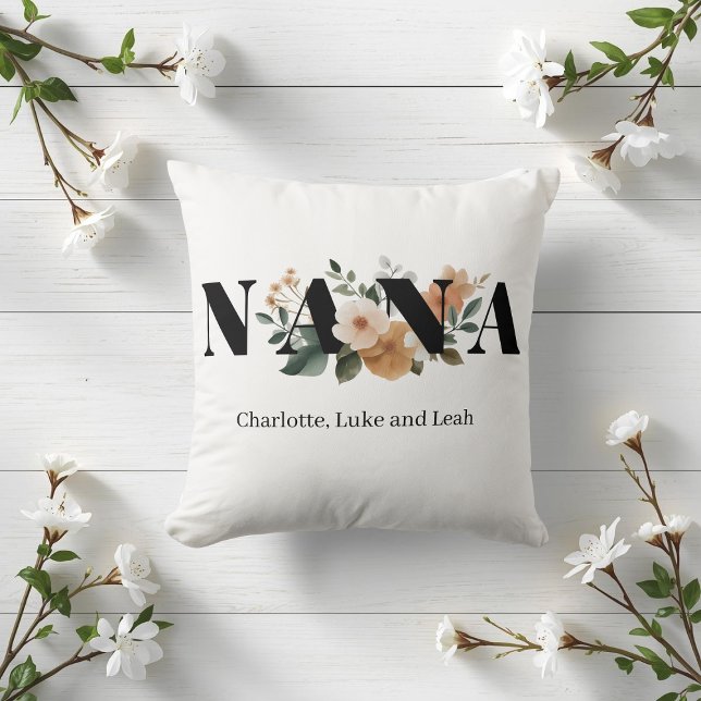 Modern Personalized Nana Floral Gift Kussen (Creator heeft geüpload)