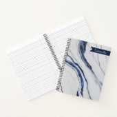 Modern Personalized Off-White Blue Marble  Notitieboek (Binnen)