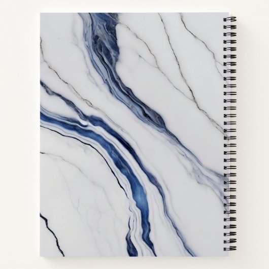 Modern Personalized Off-White Blue Marble  Notitieboek (Achterkant)