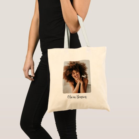 Modern Personalized Photo and Name Create your own Tote Bag (Voorkant (product))