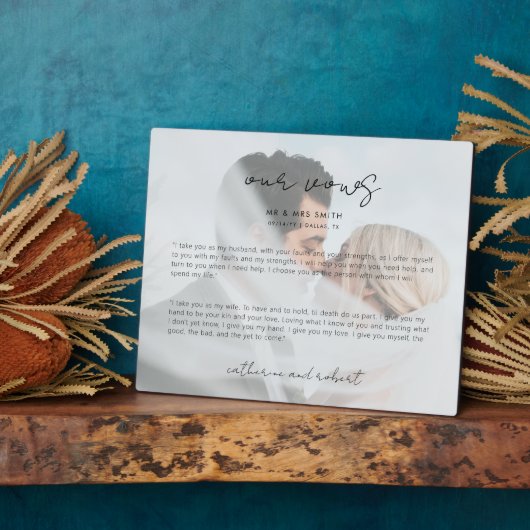 Modern Personalized Photo Wedding Vows Plaque Fotoplaat (Zijkant)