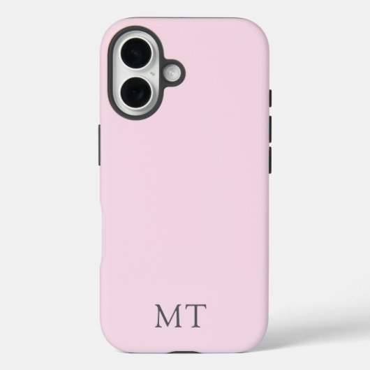 Modern Personalized Pink Grey Initial Monogram Case-Mate iPhone Case (Achterkant)