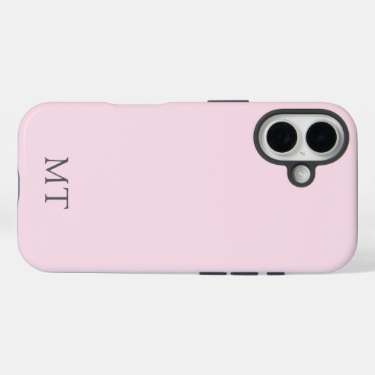 Modern Personalized Pink Grey Initial Monogram Case-Mate iPhone Case (Achterkant (horizontaal))