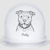 Modern Personalized Pitbull Dog Christmas Sneeuwbol (Voorkant)