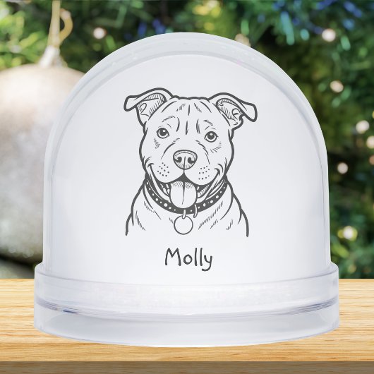 Modern Personalized Pitbull Dog Christmas Sneeuwbol