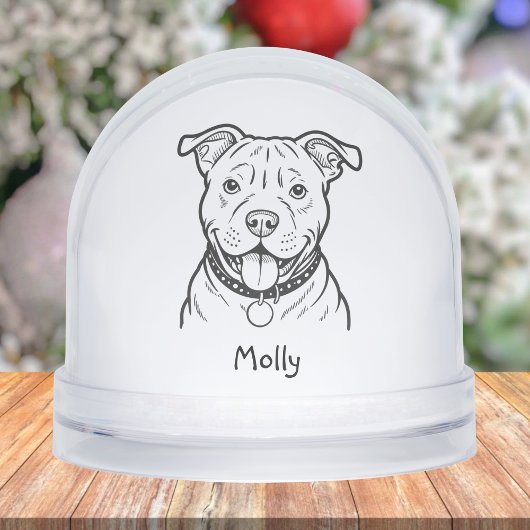 Modern Personalized Pitbull Dog Christmas Sneeuwbol