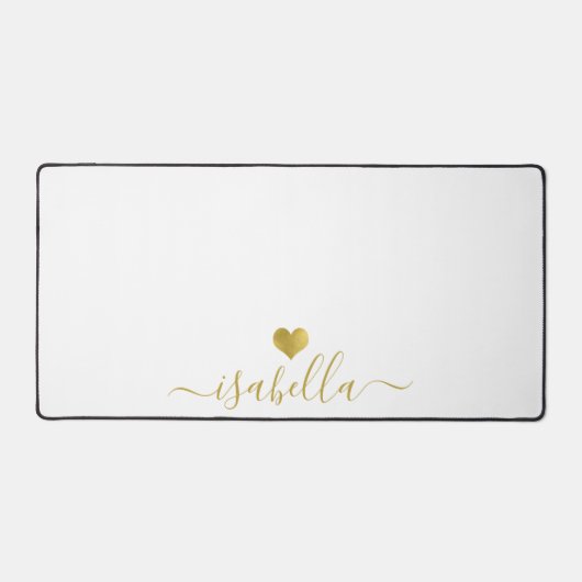 Modern Personalized Script Name Gold Heart Bureaumat (Voorkant)