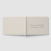 Modern Personalized Silver Gray Faux Linen Gastenboek (Volledig)