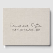 Modern Personalized Silver Gray Faux Linen Gastenboek (Voorkant)