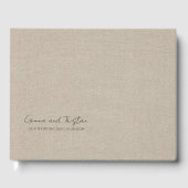 Modern Personalized Silver Gray Faux Linen Gastenboek (Voorkant)