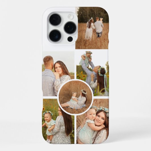 Modern Personalized Six Photo Collage  iPhone Hoesje (Achterkant)