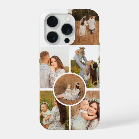 Modern Personalized Six Photo Collage  iPhone Hoesje (Achterkant)