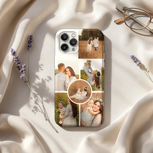 Modern Personalized Six Photo Collage iPhone Hoesje