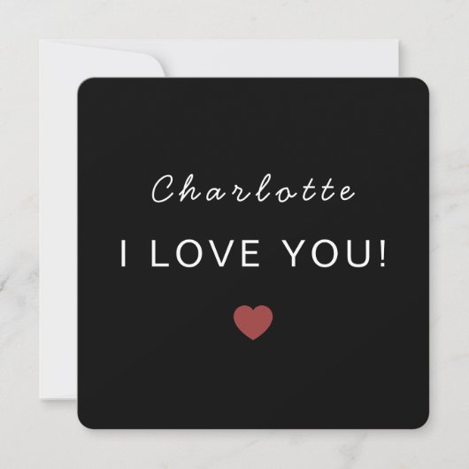 Modern Personalized Valentine Card – I Love You (Voorkant)