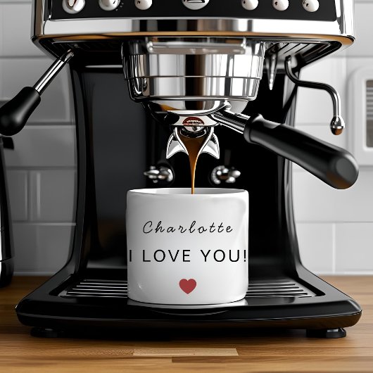Modern Personalized Valentine Espresso Mug Kop