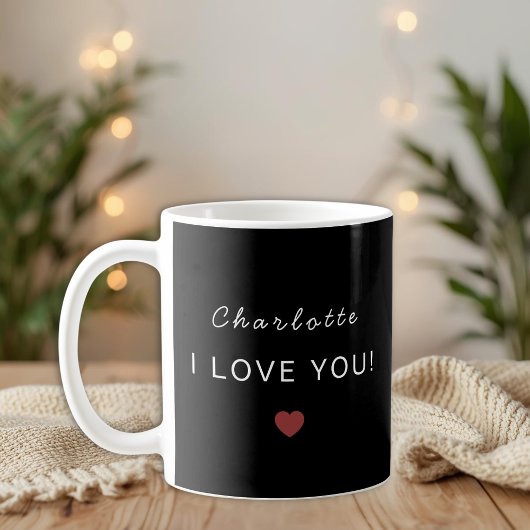 Modern Personalized Valentine Mug – I Love You  Koffiemok