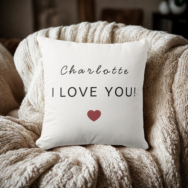 Modern Personalized Valentine Pillow – I Love You Kussen (Creator heeft geüpload)