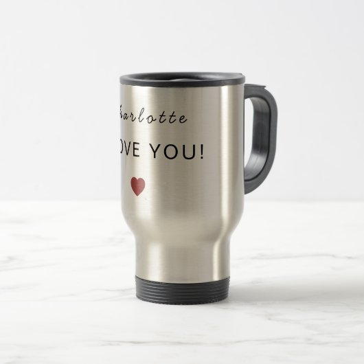 Modern Personalized Valentine Travel Mug Reisbeker (Voorkant rechts)
