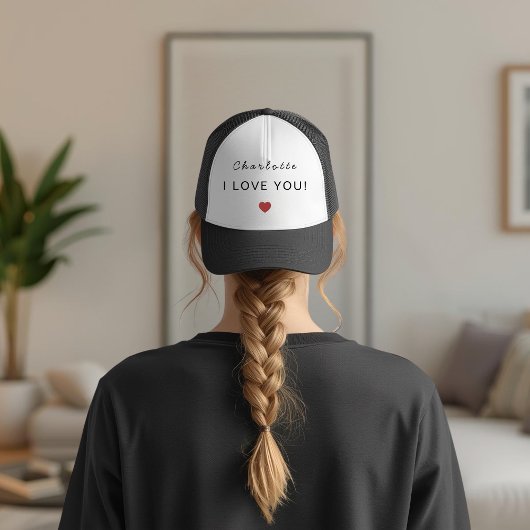 Modern Personalized Valentine Trucker Hat Trucker Pet