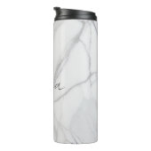 Modern Personalized White Marble Pattern Thermosbeker (Geroteerd rechts)