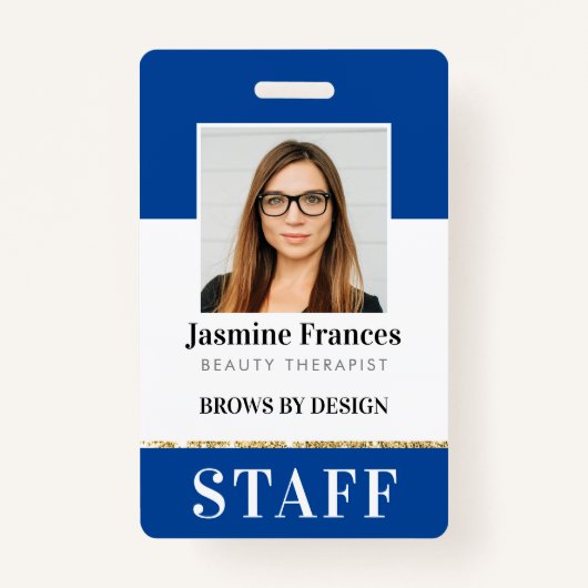 MODERN PERSONEEL FOTO ID werk chique ontwerp blauw Badge (Voorkant)