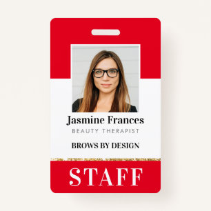 MODERN PERSONEEL FOTO ID werk chique ontwerp rood Badge