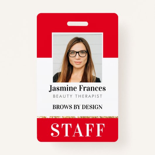 MODERN PERSONEEL FOTO ID werk chique ontwerp rood Badge (Voorkant)