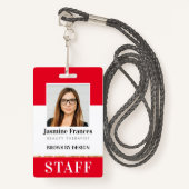 MODERN PERSONEEL FOTO ID werk chique ontwerp rood Badge (Voorkant met draagriem)