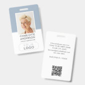 Modern Personeel ID Naam Logo Business Dusty Blue Badge (Front & Back)