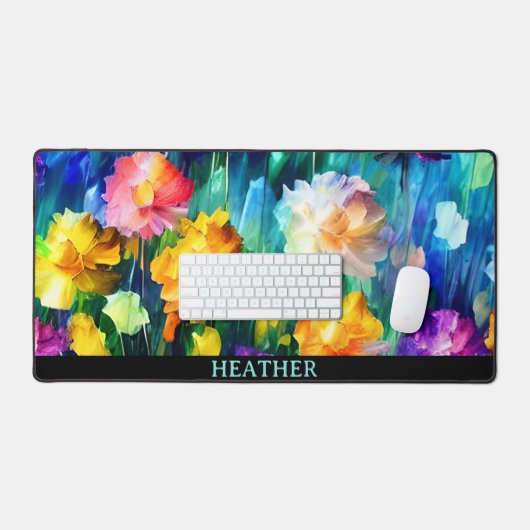 Modern persoonlijk bloempatroon bureaumat (Keyboard & Muis)