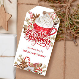 Modern persoonlijk Label met rode kerstkoekjes Cadeaulabel