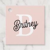 Modern Persoonlijk Monogram en Naam Lichtroze Bedankjes Labels (Voorkant)