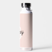 Modern Persoonlijk Monogram en Naam Pastel Roze Waterfles (Links)