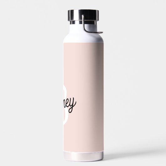 Modern Persoonlijk Monogram en Naam Pastel Roze Waterfles (Links)