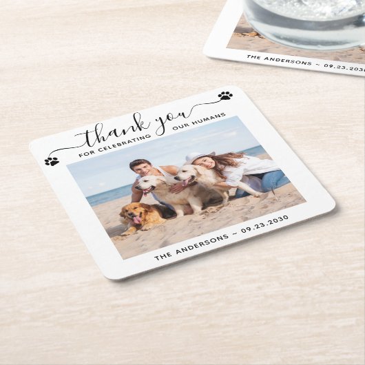 Modern Persoonlijke foto Dank je weduwschap Kartonnen Onderzetters (Schuin)