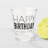 Modern persoonlijke Happy Birthday Shot Glas (Voorkant)