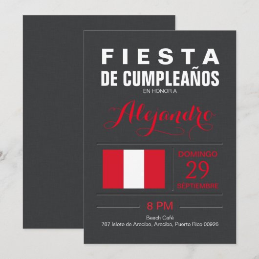 Modern: Peru Feest Kaart (Voorkant / Achterkant)