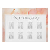 Modern Perzik Bloem Bruiloft Zitkaart Poster (Voorkant)