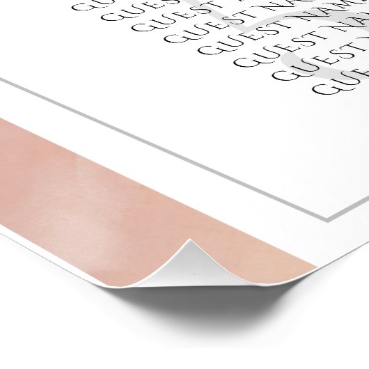 Modern Perzik Bloem Bruiloft Zitkaart Poster (Hoek)