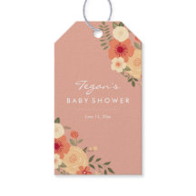 Modern Perzik Bloemen Baby shower Cadeau Labels