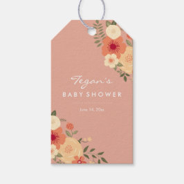 Modern Perzik Bloemen Baby shower Cadeau Labels Cadeaulabel